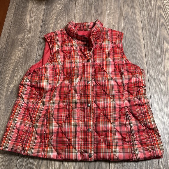 Lands' End Jackets & Blazers - LANDS'END Women's 1X Goose Down Puffer Quilted Vest Multicolor Plaid